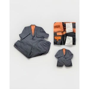 Baroni Prive Men's Wool Suit Blazer 44/38R Trousers 40R Charcoal Super 150s LOOK